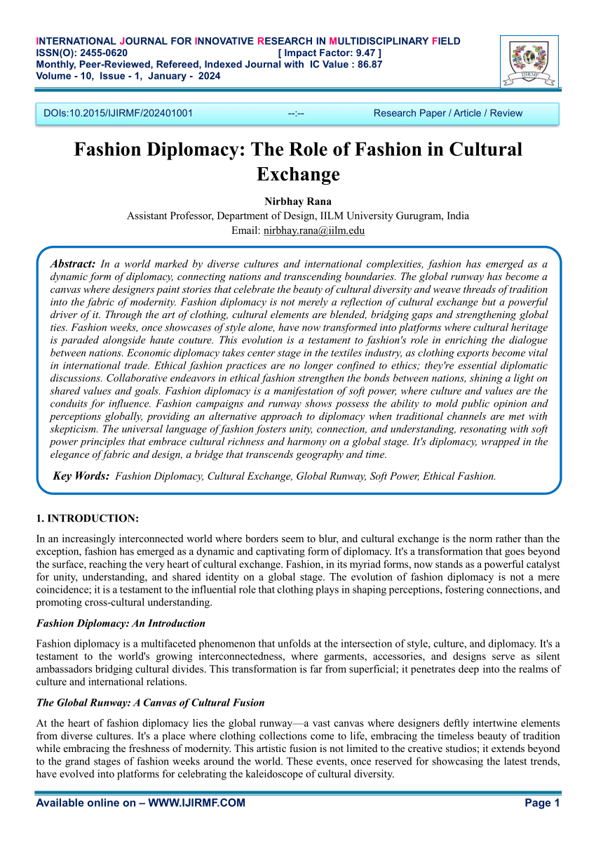 Fashion Diplomacy: Bridging Cultures through Style